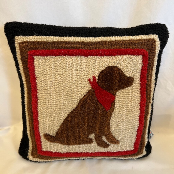 Chandler 4 Corners "Chocolate Lab" Hooked Wool Throw Pillow-Laura Megroz-18 x 18 - Picture 3 of 11